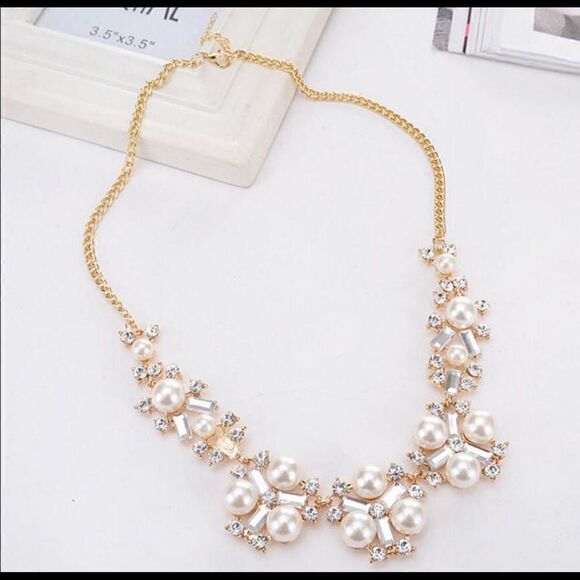 New crystals & pearl necklace - Picture 2 of 4